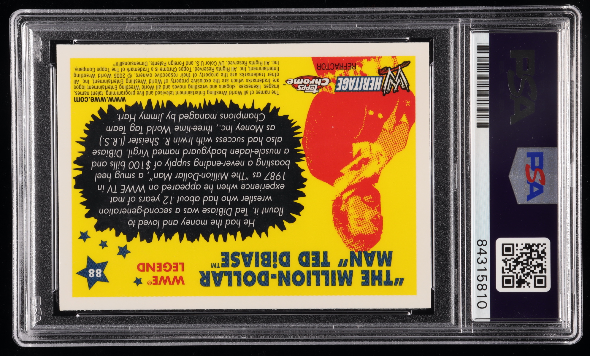 Ted DiBiase Signed 2006 Topps Heritage Chrome WWE #88 "The Million-Dollar Man" L (PSA Encapsulated) at PristineAuction.com Ted DiBiase Signed 2006 Topps Heritage Chrome WWE #88 "The Million-Dollar Man" L (PSA Encapsulated) at PristineAuction.com