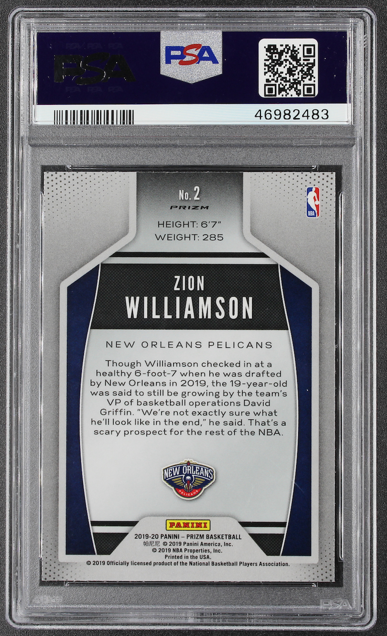 Zion Williamson 2019-20 Panini Prizm Instant Impact Prizms Silver #2 RC (PSA 9) at PristineAuction.com Zion Williamson 2019-20 Panini Prizm Instant Impact Prizms Silver #2 RC (PSA 9) at PristineAuction.com