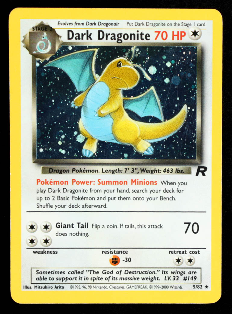 Dark Dragonite 2000 Pokemon Team Rocket Unlimited #5 Holo at PristineAuction.com Dark Dragonite 2000 Pokemon Team Rocket Unlimited #5 Holo at PristineAuction.com