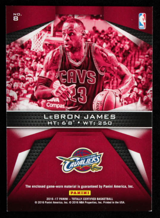 LeBron James 2016-17 Totally Certified Fabric of the Game Jerseys Blue #8 at PristineAuction.com LeBron James 2016-17 Totally Certified Fabric of the Game Jerseys Blue #8 at PristineAuction.com