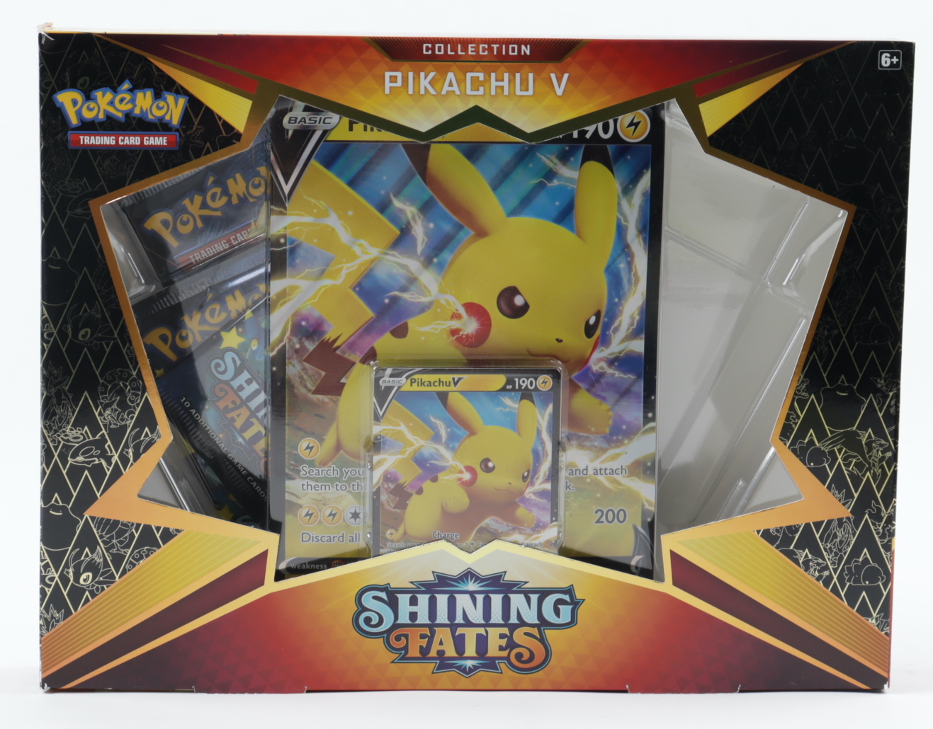 Pokemon TCG: Shining Fates PIKACHU V Box with (4) Booster Packs at PristineAuction.com Pokemon TCG: Shining Fates PIKACHU V Box with (4) Booster Packs at PristineAuction.com
