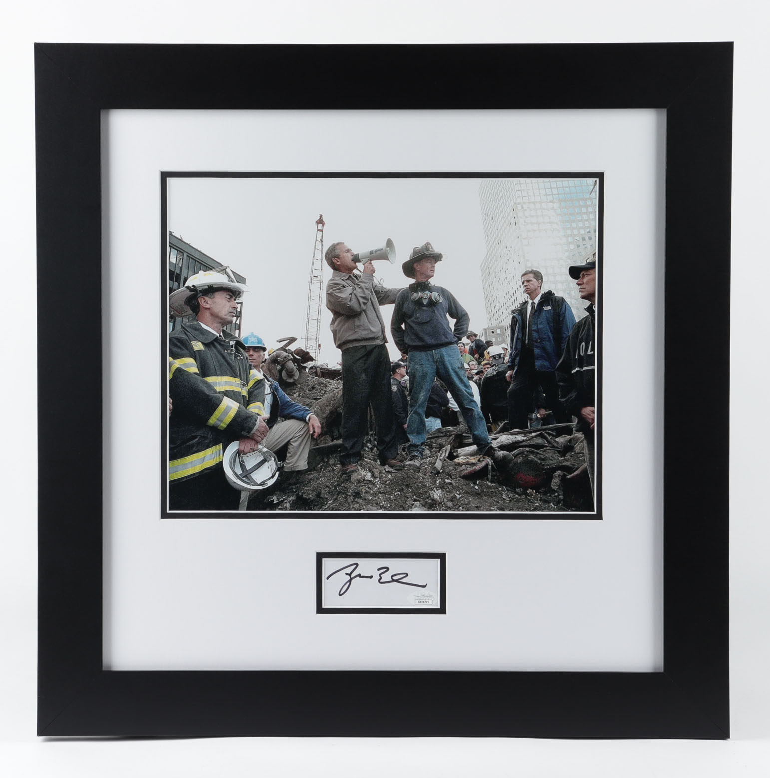 George W. Bush Signed 9/11 Ground Zero Speech Custom Framed Cut Display (JSA COA) at PristineAuction.com George W. Bush Signed 9/11 Ground Zero Speech Custom Framed Cut Display (JSA COA) at PristineAuction.com