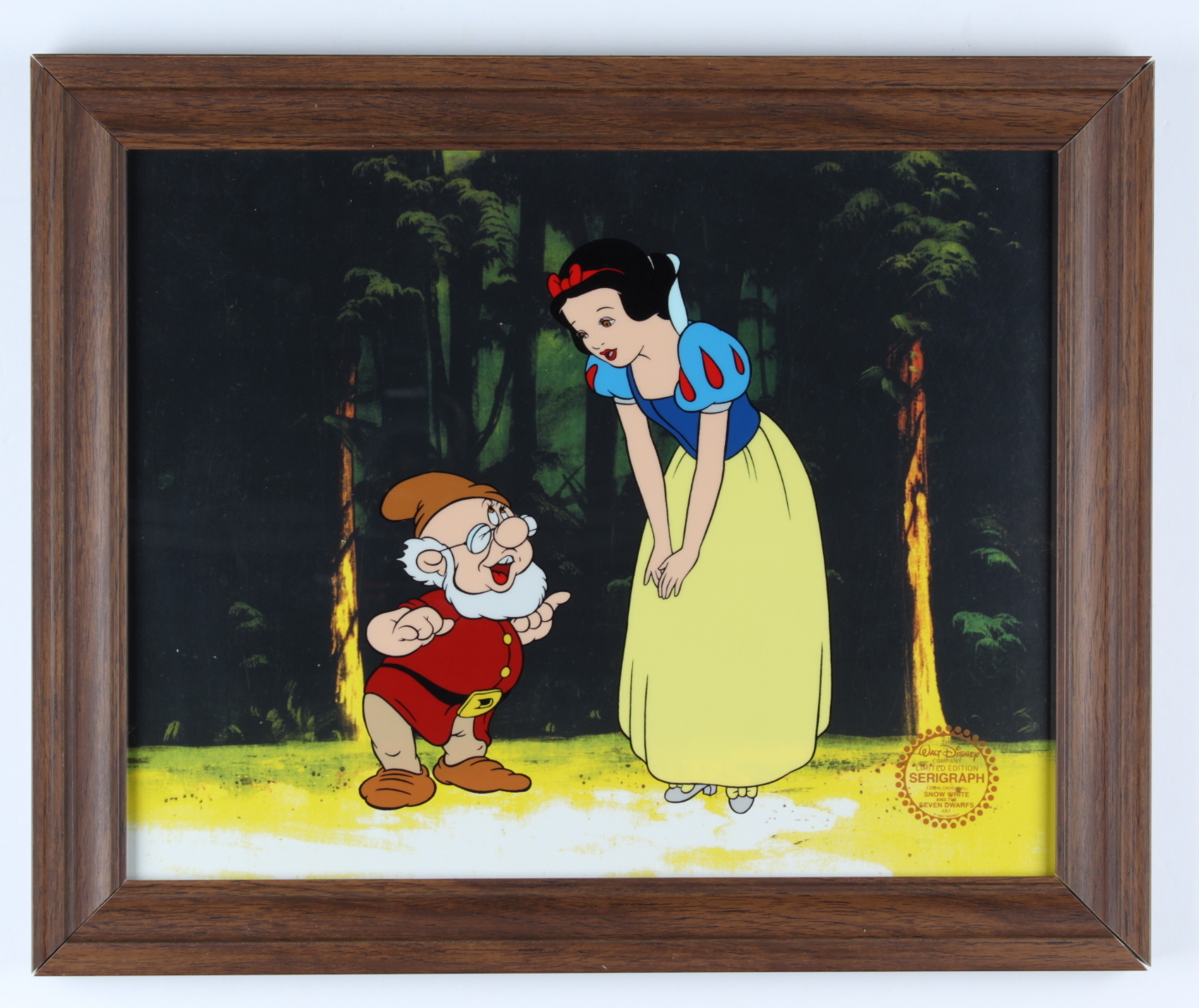 Walt Disney "Snow White & the Seven Dwarfs" 13.5x16.5 Custom Framed (2) Piece Animation Serigraph Cel Display (See Description) at PristineAuction.com Walt Disney "Snow White & the Seven Dwarfs" 13.5x16.5 Custom Framed (2) Piece Animation Serigraph Cel Display (See Description) at PristineAuction.com
