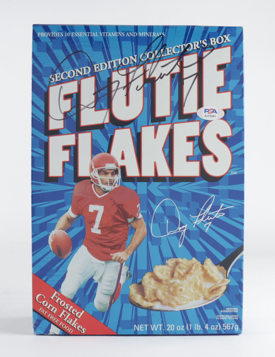 Doug Flutie Signed Vintage Original Flutie Flakes Cereal Box (PSA COA) (See Description) at PristineAuction.com Doug Flutie Signed Vintage Original Flutie Flakes Cereal Box (PSA COA) (See Description) at PristineAuction.com