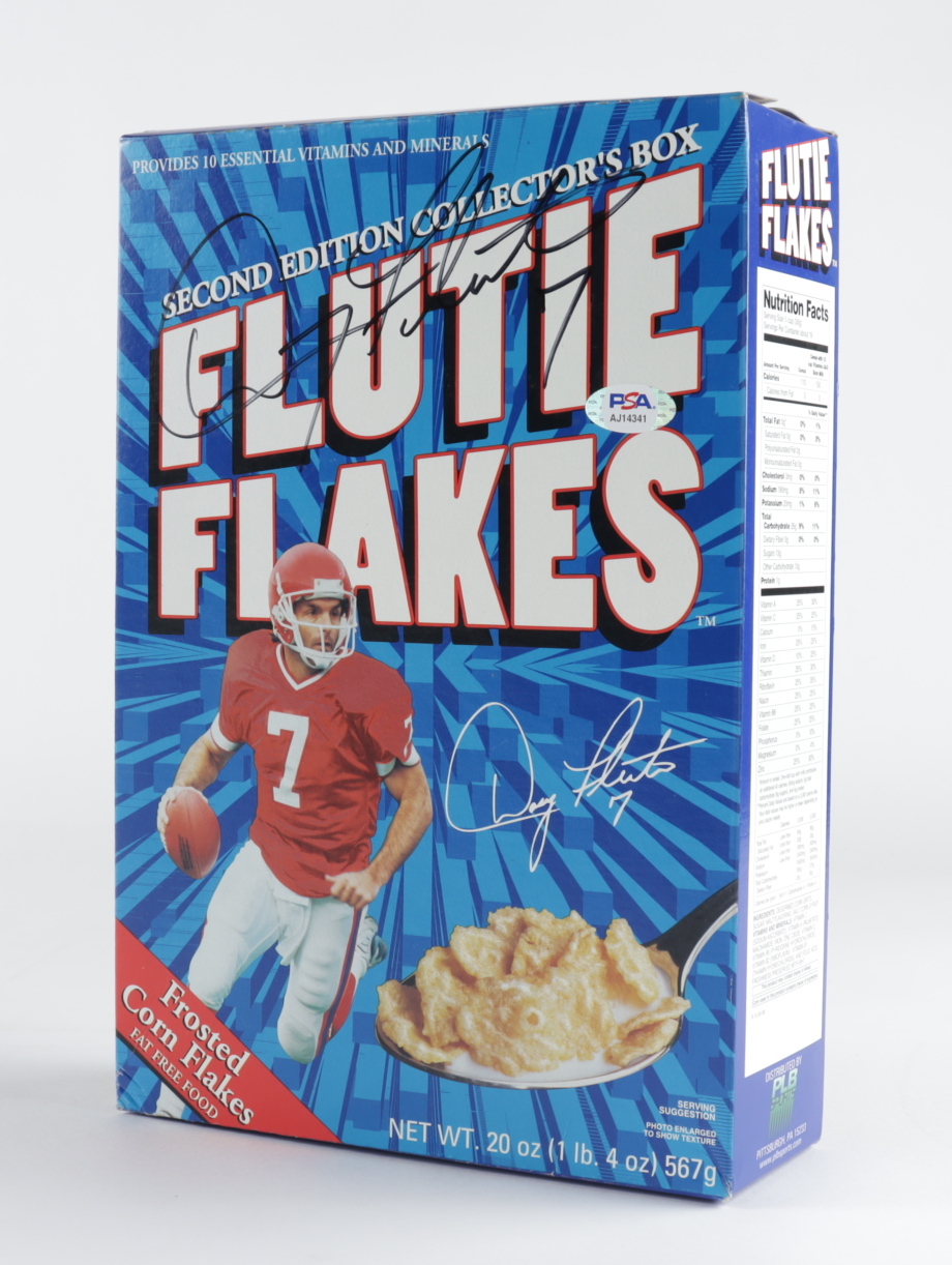 Doug Flutie Signed Vintage Original Flutie Flakes Cereal Box (PSA COA) (See Description) at PristineAuction.com Doug Flutie Signed Vintage Original Flutie Flakes Cereal Box (PSA COA) (See Description) at PristineAuction.com