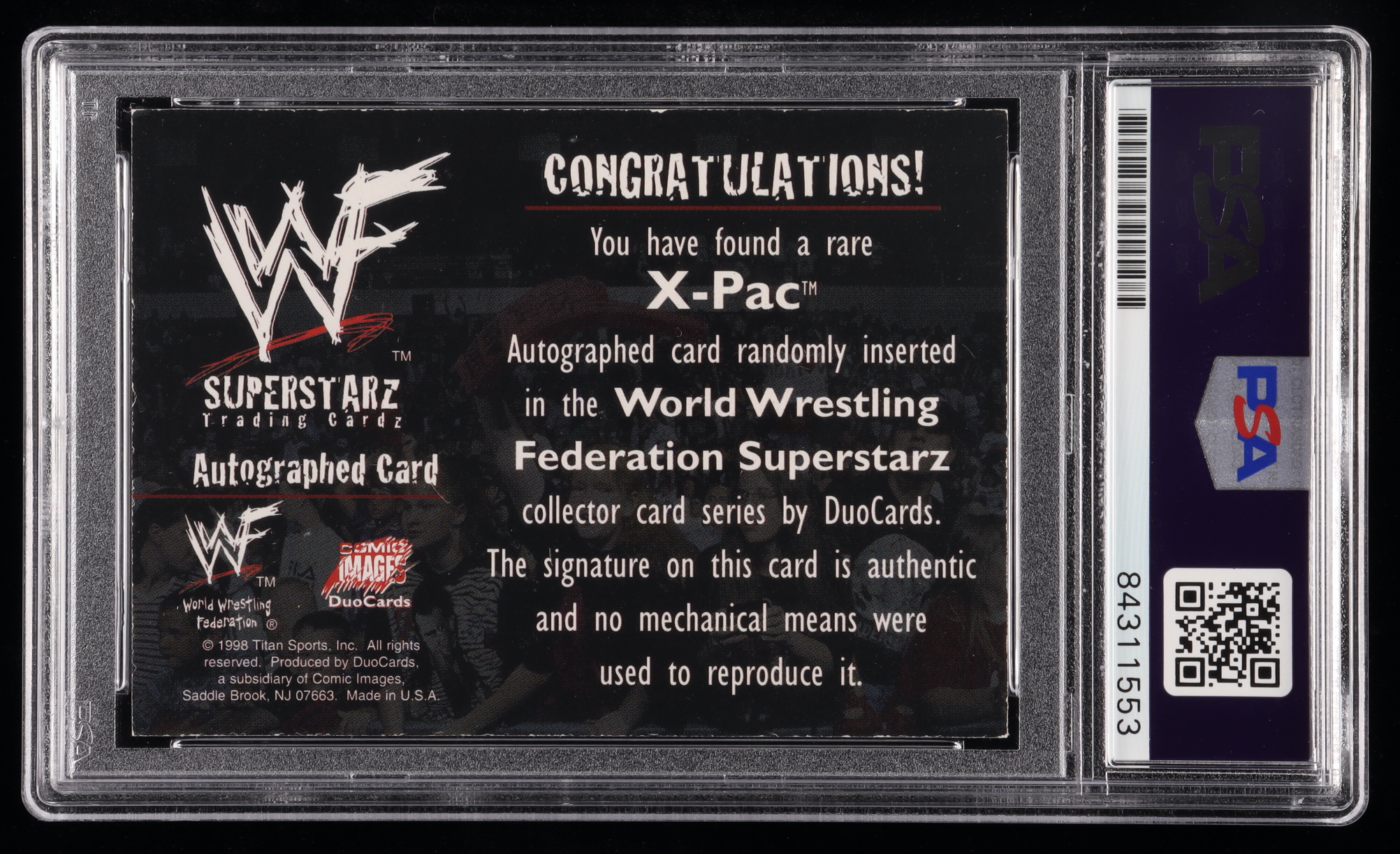X-Pac Signed 1998 WWF Trading Card (PSA Encapsulated) at PristineAuction.com X-Pac Signed 1998 WWF Trading Card (PSA Encapsulated) at PristineAuction.com