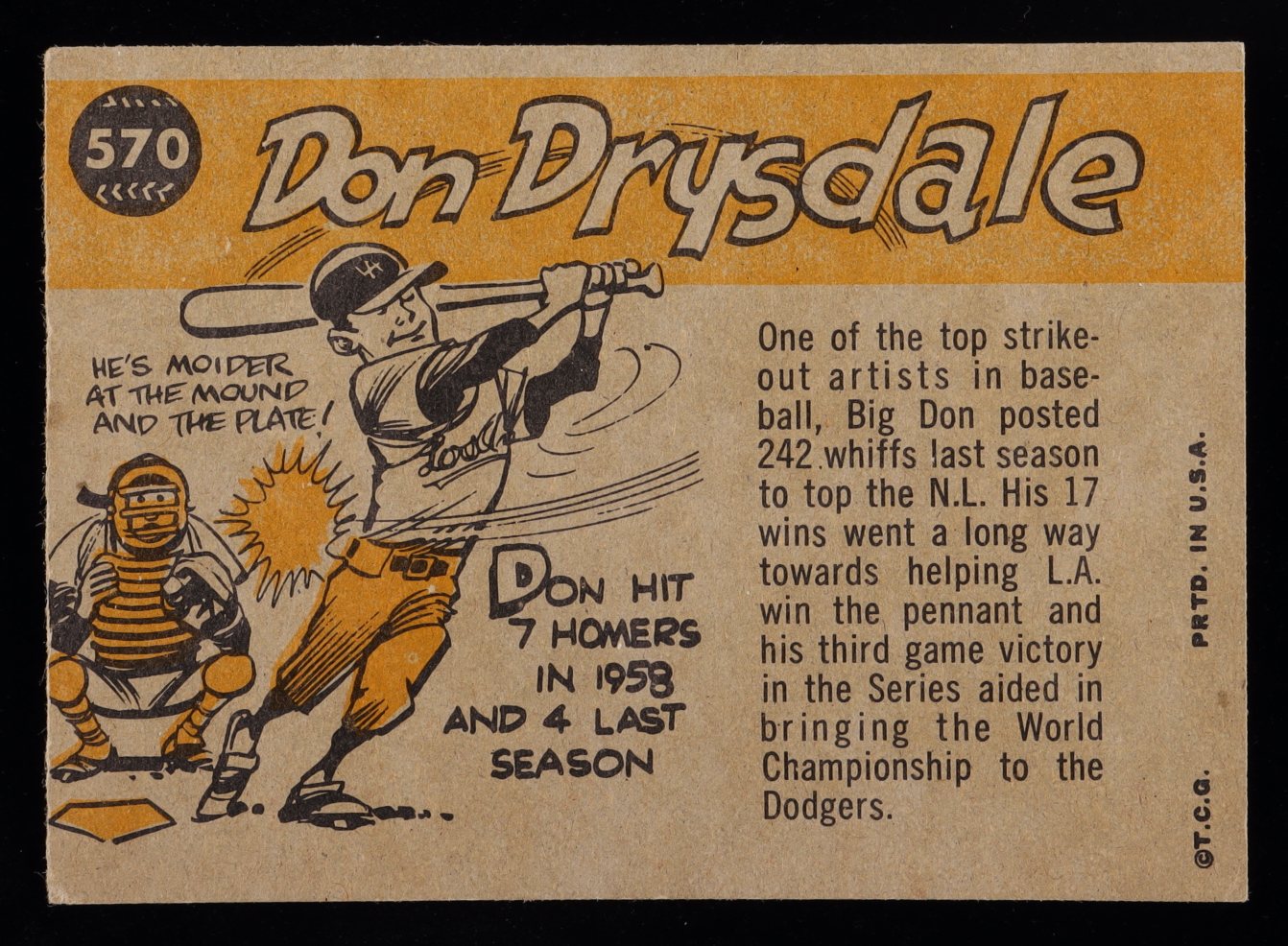 Don Drysdale 1960 Topps #570 AS at PristineAuction.com Don Drysdale 1960 Topps #570 AS at PristineAuction.com