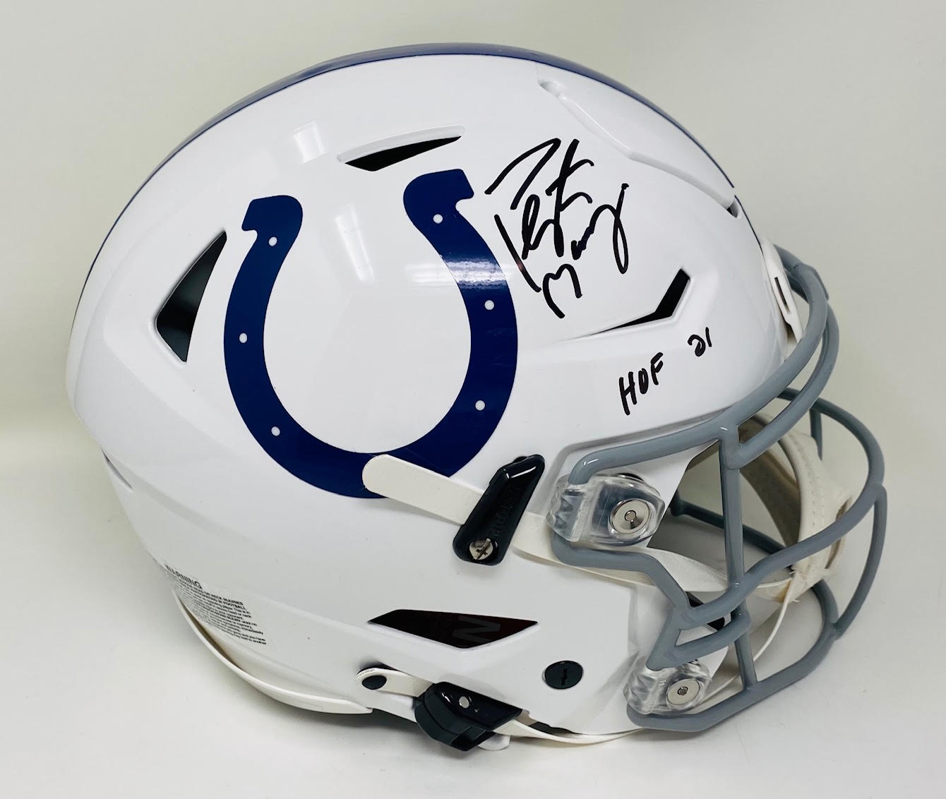 Peyton Manning Signed Colts Full-Size Authentic On-Field SpeedFlex Helmet Inscribed "HOF 21" (Fanatics Hologram) at PristineAuction.com Peyton Manning Signed Colts Full-Size Authentic On-Field SpeedFlex Helmet Inscribed "HOF 21" (Fanatics Hologram) at PristineAuction.com