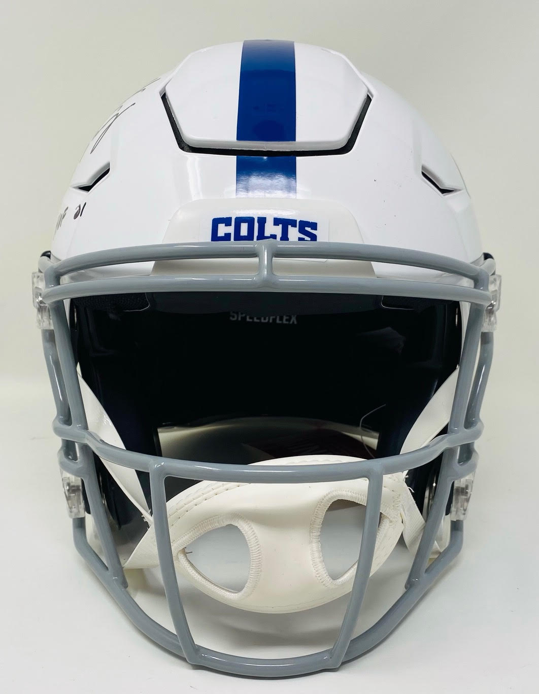 Peyton Manning Signed Colts Full-Size Authentic On-Field SpeedFlex Helmet Inscribed "HOF 21" (Fanatics Hologram) at PristineAuction.com Peyton Manning Signed Colts Full-Size Authentic On-Field SpeedFlex Helmet Inscribed "HOF 21" (Fanatics Hologram) at PristineAuction.com