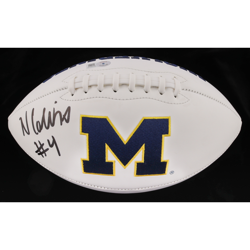 Nico Collins Signed Michigan Wolverines Logo Football Beckett Hologram 