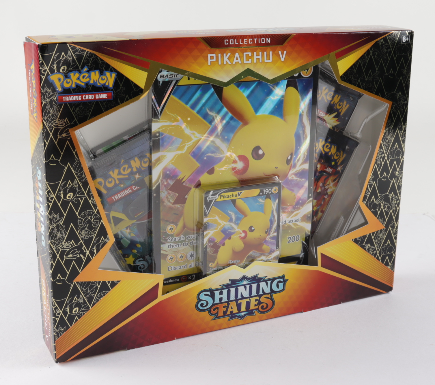 Pokemon TCG: Shining Fates PIKACHU V Box with (4) Booster Packs at PristineAuction.com Pokemon TCG: Shining Fates PIKACHU V Box with (4) Booster Packs at PristineAuction.com