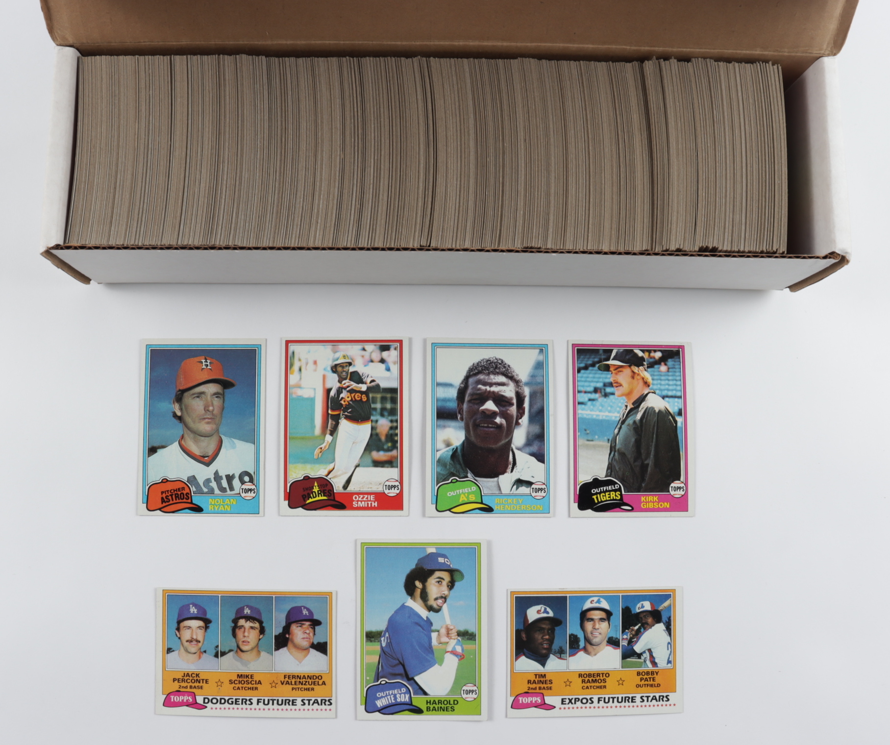 1981 Topps Complete Set of (726) Baseball Cards with #479 Tom Raines RC, #240 Nolan Ryan, #261 Rickey Henderson, #180 Pete Rose, #347 Harold Baines, #320 Jack Perconte / Mike Scioscia / Fernando Valenzuela at PristineAuction.com 1981 Topps Complete Set of (726) Baseball Cards with #479 Tom Raines RC, #240 Nolan Ryan, #261 Rickey Henderson, #180 Pete Rose, #347 Harold Baines, #320 Jack Perconte / Mike Scioscia / Fernando Valenzuela at PristineAuction.com