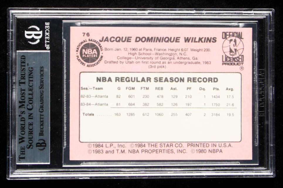 Dominique Wilkins 1984-85 Star #76 (BGS 8.5) at PristineAuction.com Dominique Wilkins 1984-85 Star #76 (BGS 8.5) at PristineAuction.com