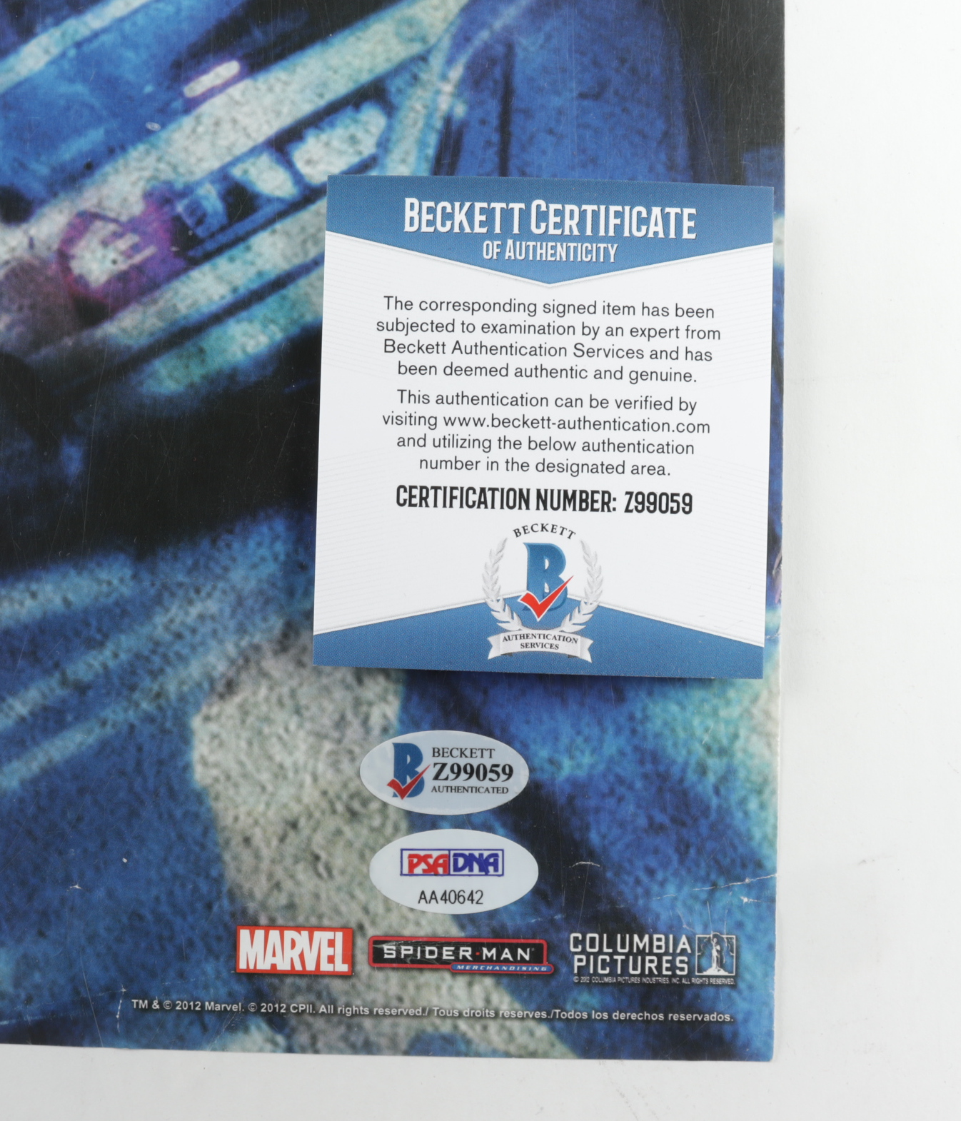 Stan Lee Signed "The Amazing Spider-Man" 22.5x34 Movie Poster (PSA Hologram & Beckett COA) (See Description) at PristineAuction.com Stan Lee Signed "The Amazing Spider-Man" 22.5x34 Movie Poster (PSA Hologram & Beckett COA) (See Description) at PristineAuction.com