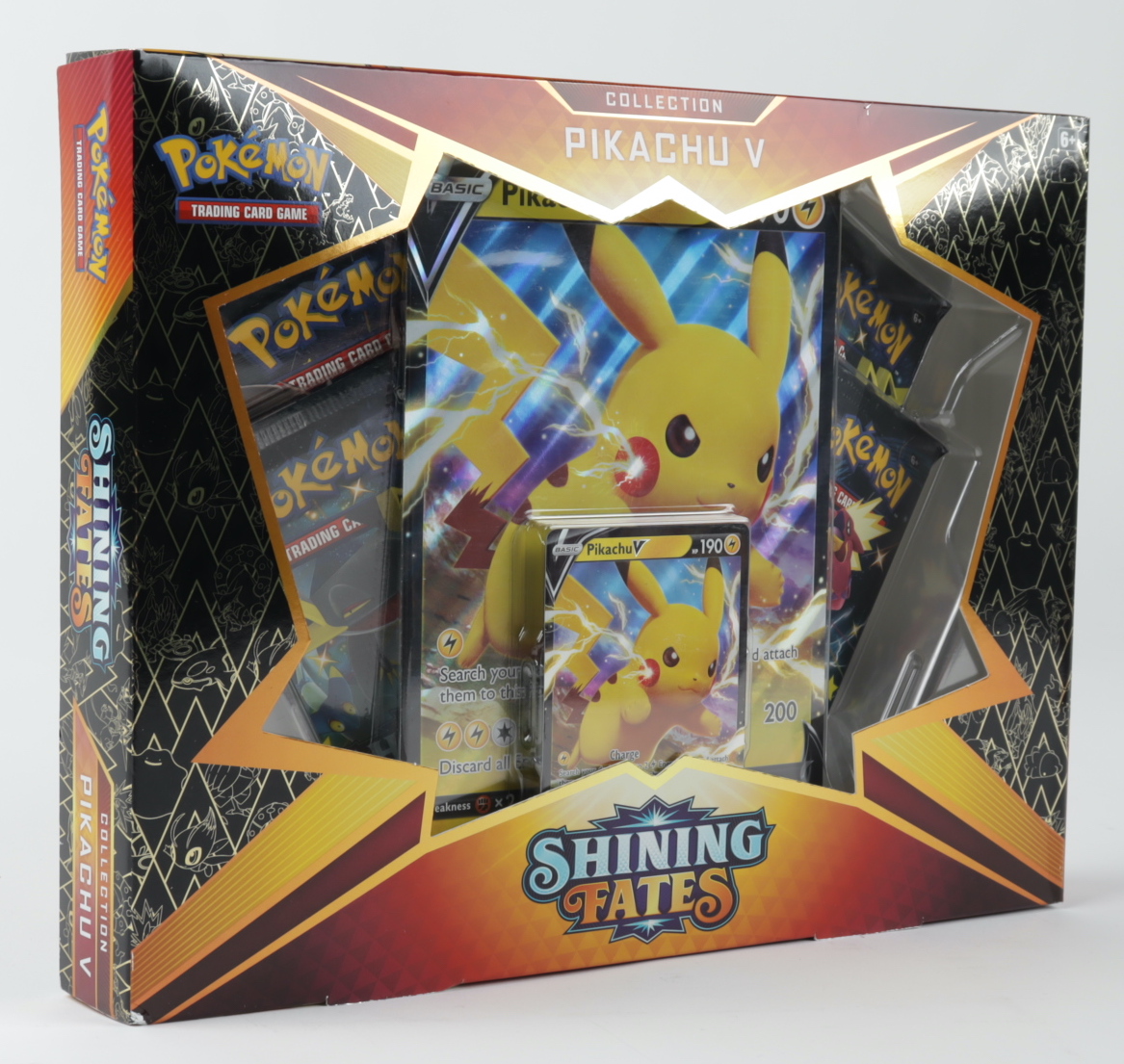 Pokemon TCG: Shining Fates PIKACHU V Box with (4) Booster Packs at PristineAuction.com Pokemon TCG: Shining Fates PIKACHU V Box with (4) Booster Packs at PristineAuction.com