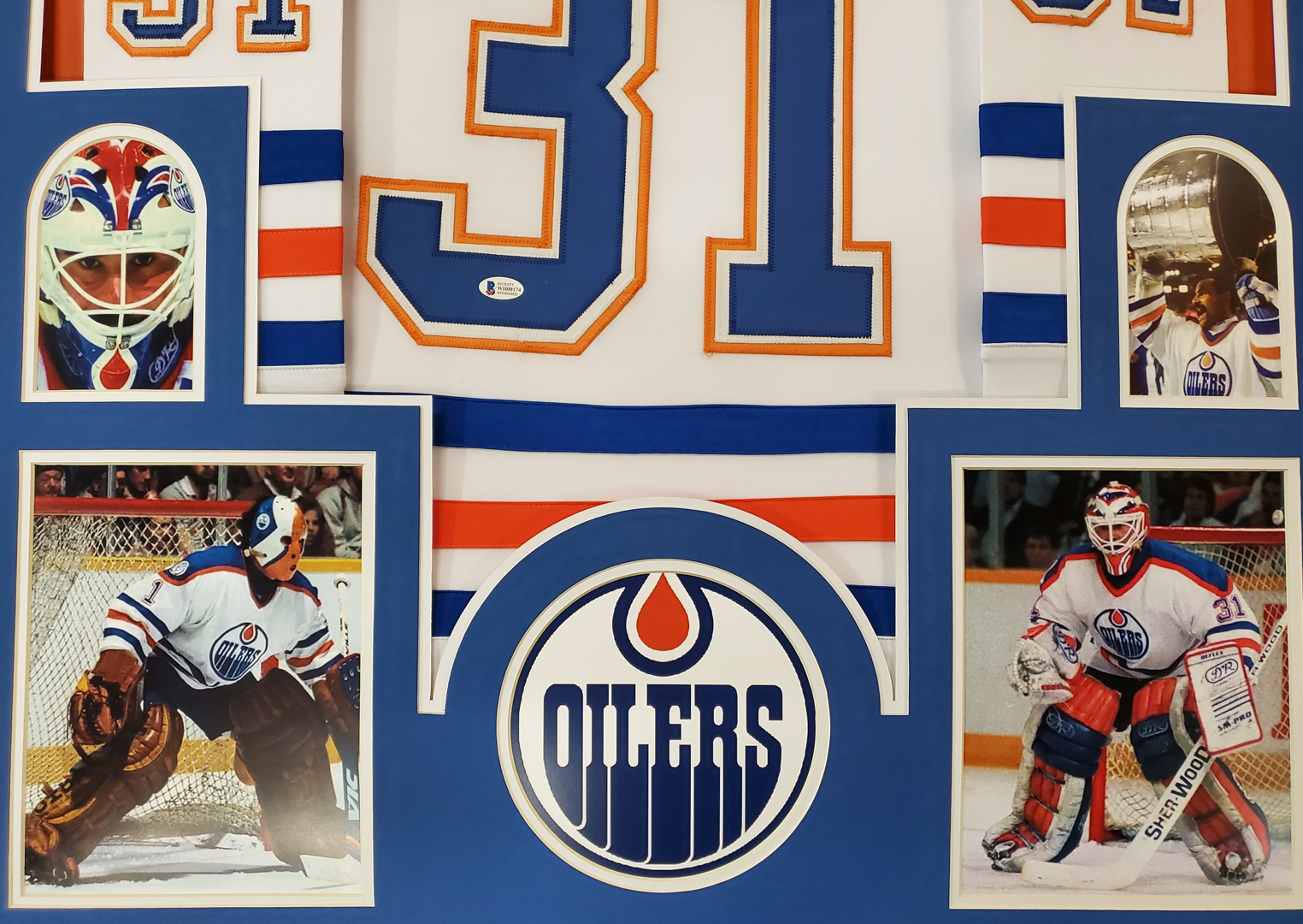 Grant Fuhr Signed 34x42 Custom Framed Jersey (Beckett COA) at PristineAuction.com Grant Fuhr Signed 34x42 Custom Framed Jersey (Beckett COA) at PristineAuction.com