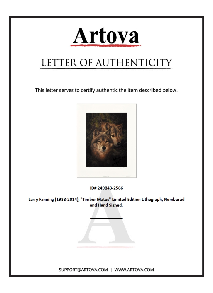 "Timber Mates" Numbered LE 8x11 Lithograph by Larry Fanning (Artova) at PristineAuction.com "Timber Mates" Numbered LE 8x11 Lithograph by Larry Fanning (Artova) at PristineAuction.com