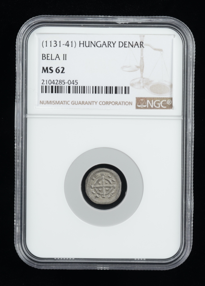 Bela II "the Blind King" (1131-1141) Silver Denar - Coin of the Medieval Crusades (NGC MS62) at PristineAuction.com Bela II "the Blind King" (1131-1141) Silver Denar - Coin of the Medieval Crusades (NGC MS62) at PristineAuction.com