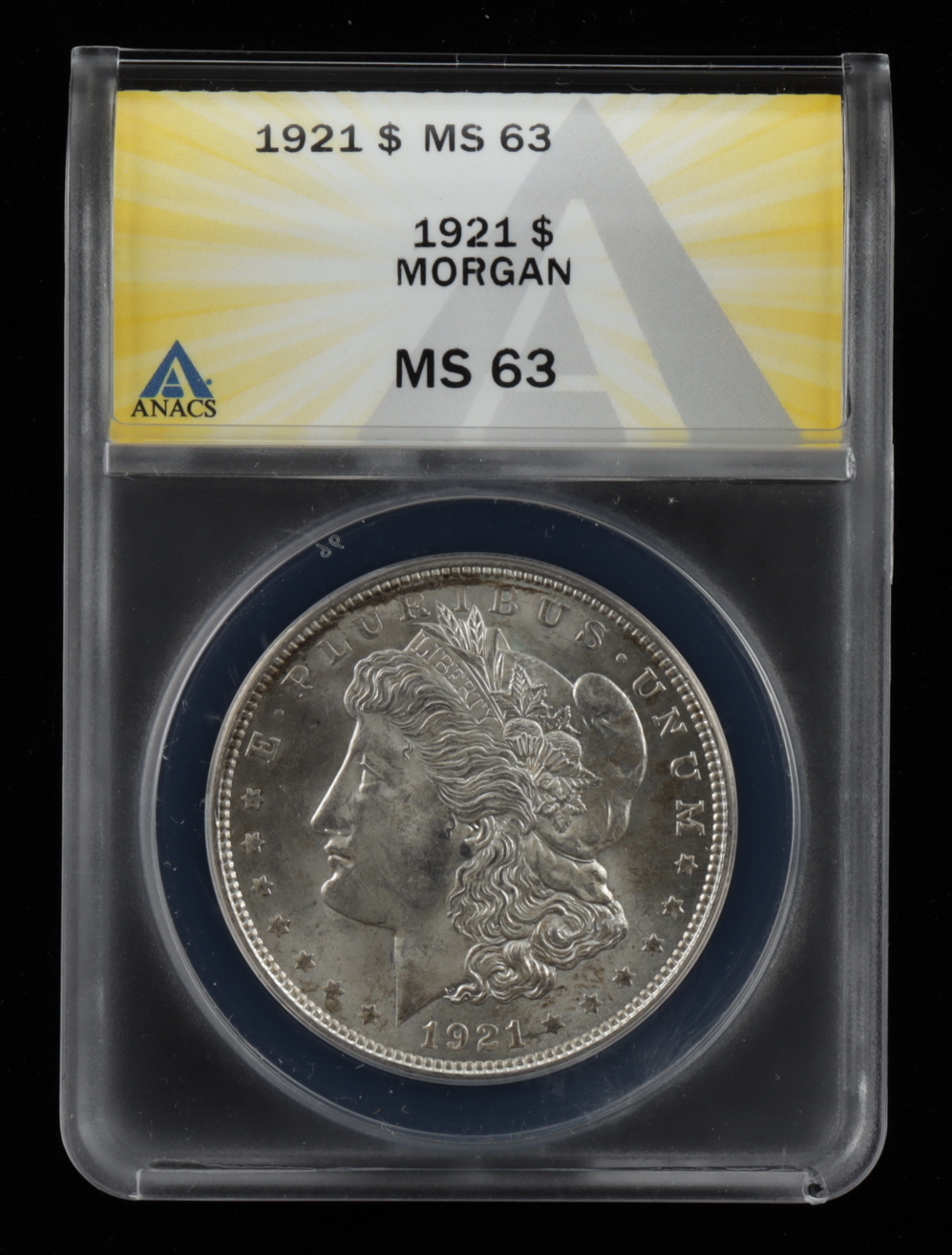 1921 Morgan Silver Dollar (ANACS MS63) at PristineAuction.com 1921 Morgan Silver Dollar (ANACS MS63) at PristineAuction.com