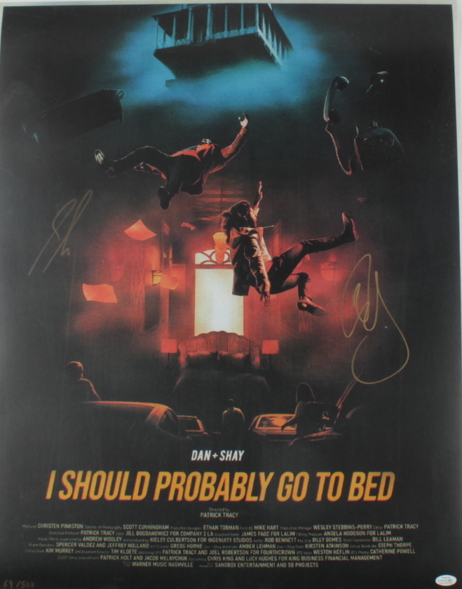 Dan Smyers & Shay Mooney Signed LE "I Should Probably Go To Bed" 24x36 Poster (AutographCOA COA) at PristineAuction.com Dan Smyers & Shay Mooney Signed LE "I Should Probably Go To Bed" 24x36 Poster (AutographCOA COA) at PristineAuction.com