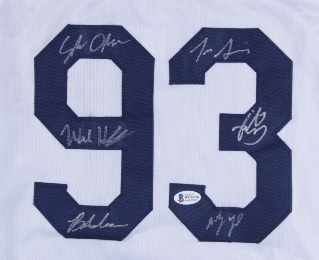 "The Sandlot" Jersey Cast-Signed by (6) with Tom Guiry, Chauncey Leopardi, Marty York, Shane Obedzinski (Beckett COA) at PristineAuction.com "The Sandlot" Jersey Cast-Signed by (6) with Tom Guiry, Chauncey Leopardi, Marty York, Shane Obedzinski (Beckett COA) at PristineAuction.com
