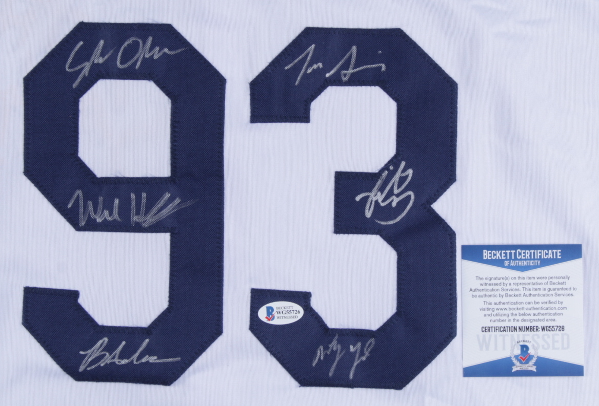 "The Sandlot" Jersey Cast-Signed by (6) with Tom Guiry, Chauncey Leopardi, Marty York, Shane Obedzinski (Beckett COA) at PristineAuction.com "The Sandlot" Jersey Cast-Signed by (6) with Tom Guiry, Chauncey Leopardi, Marty York, Shane Obedzinski (Beckett COA) at PristineAuction.com