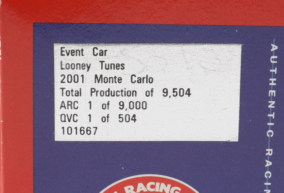 2001 NASCAR Chevrolet Monte Carlo 400 Looney Tunes - Event Car - 1:24 Premium Action Diecast Car at PristineAuction.com 2001 NASCAR Chevrolet Monte Carlo 400 Looney Tunes - Event Car - 1:24 Premium Action Diecast Car at PristineAuction.com