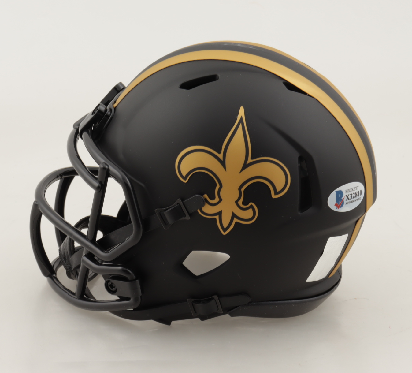 Drew Brees Signed Saints Eclipse Alternate Speed Mini Helmet Inscribed "NFL All Time Passing Leader" (Beckett COA & Brees Hologram) (See Description) at PristineAuction.com Drew Brees Signed Saints Eclipse Alternate Speed Mini Helmet Inscribed "NFL All Time Passing Leader" (Beckett COA & Brees Hologram) (See Description) at PristineAuction.com