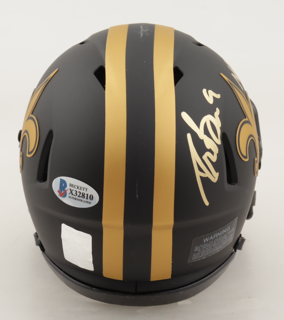 Drew Brees Signed Saints Eclipse Alternate Speed Mini Helmet Inscribed "NFL All Time Passing Leader" (Beckett COA & Brees Hologram) (See Description) at PristineAuction.com Drew Brees Signed Saints Eclipse Alternate Speed Mini Helmet Inscribed "NFL All Time Passing Leader" (Beckett COA & Brees Hologram) (See Description) at PristineAuction.com