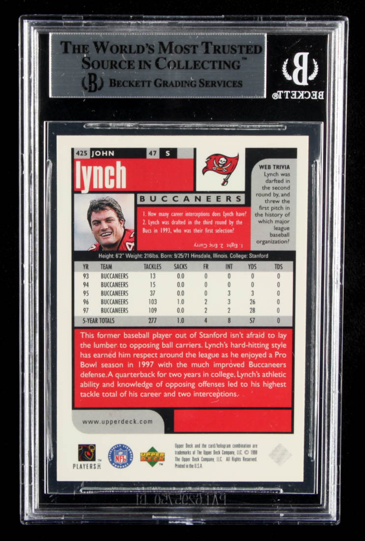 John Lynch Signed 1998 UD Choice #425 (BGS Encapsulated) at PristineAuction.com John Lynch Signed 1998 UD Choice #425 (BGS Encapsulated) at PristineAuction.com
