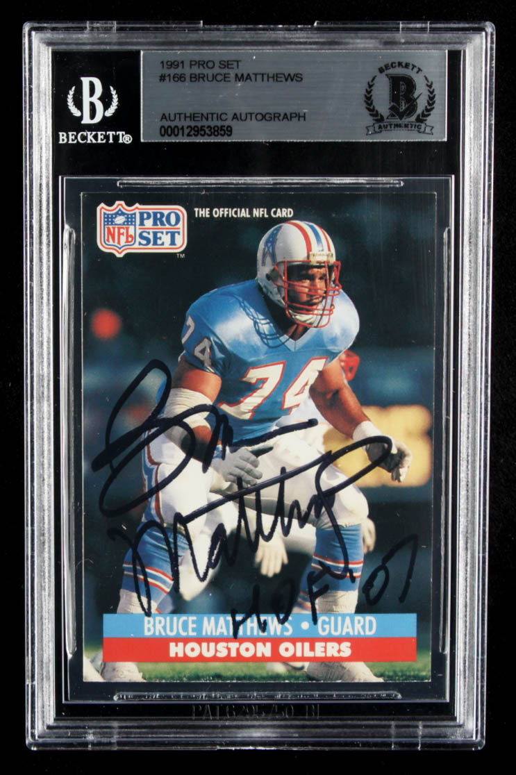 Bruce Matthews Signed 1991 Pro Set #166 (BGS Encapsulated) at PristineAuction.com Bruce Matthews Signed 1991 Pro Set #166 (BGS Encapsulated) at PristineAuction.com