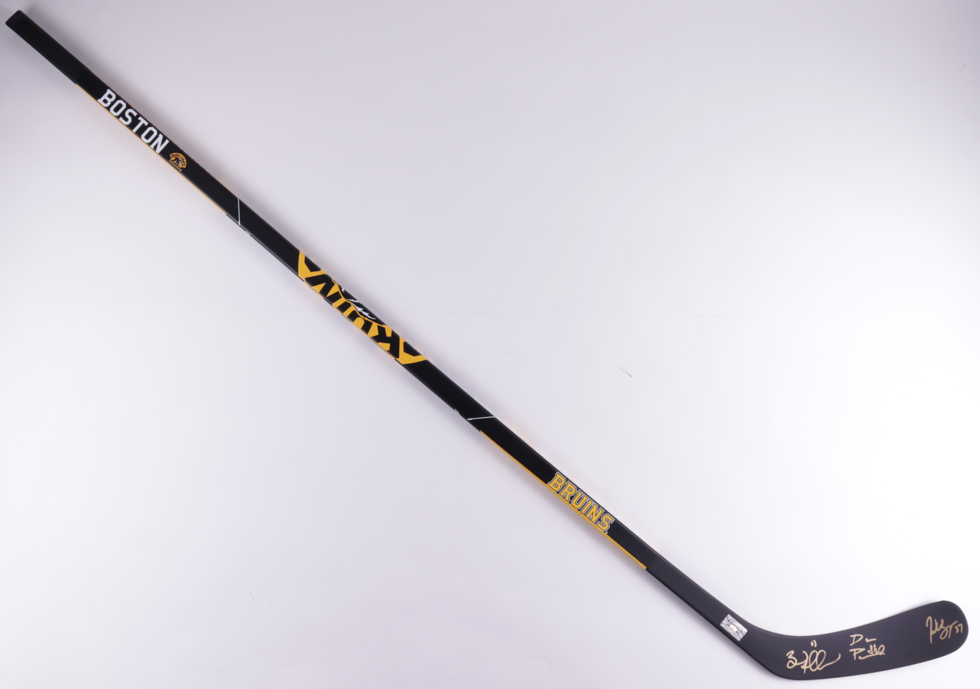 Brad Marchand, Patrice Bergeron, & David Pastrnak Signed Bruins Hockey Stick (YSMS COA) at PristineAuction.com Brad Marchand, Patrice Bergeron, & David Pastrnak Signed Bruins Hockey Stick (YSMS COA) at PristineAuction.com