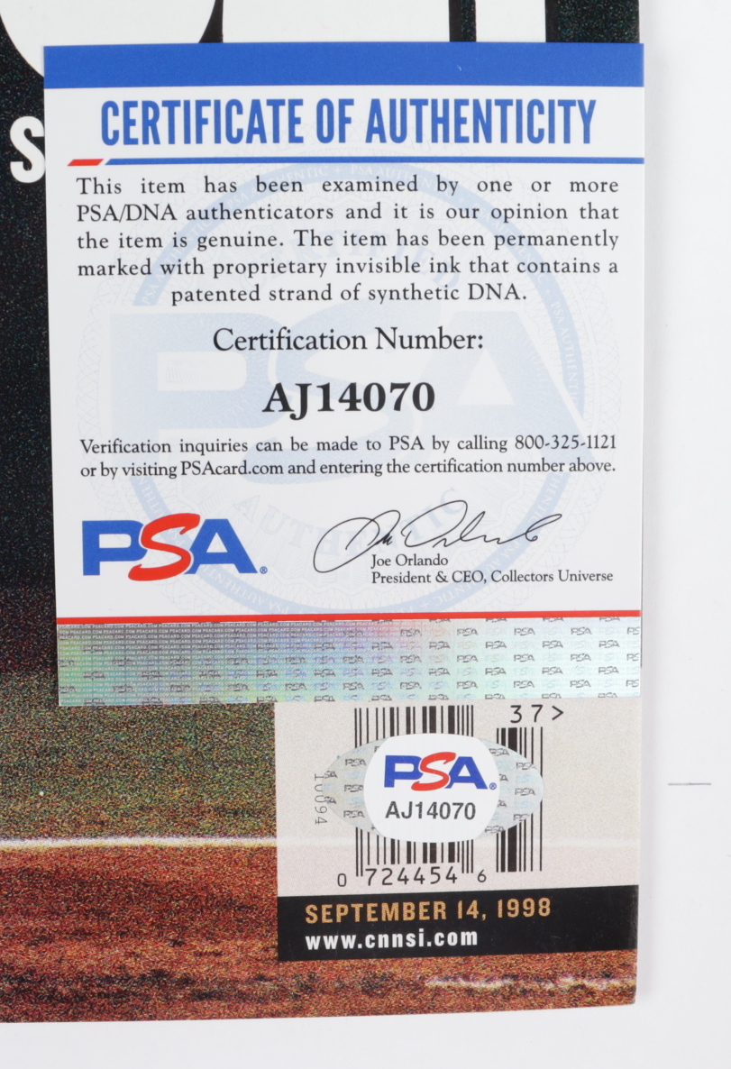 Mark McGwire Signed 1998 Sports Illustrated Magazine (PSA COA) at PristineAuction.com Mark McGwire Signed 1998 Sports Illustrated Magazine (PSA COA) at PristineAuction.com