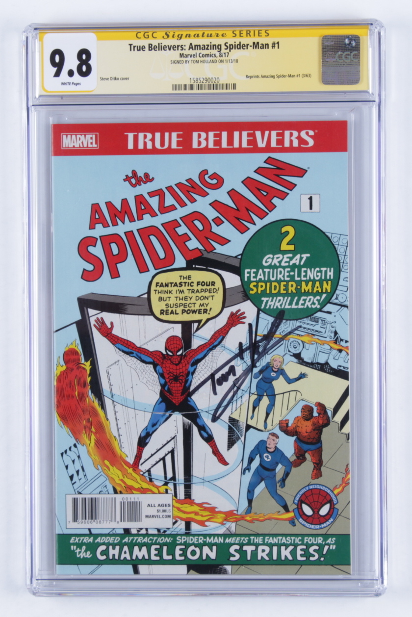 Tom Holland Signed 2017 "True Believers: The Amazing Spider-Man" Issue #1 Marvel Comic Book (CGC 9.8) at PristineAuction.com Tom Holland Signed 2017 "True Believers: The Amazing Spider-Man" Issue #1 Marvel Comic Book (CGC 9.8) at PristineAuction.com