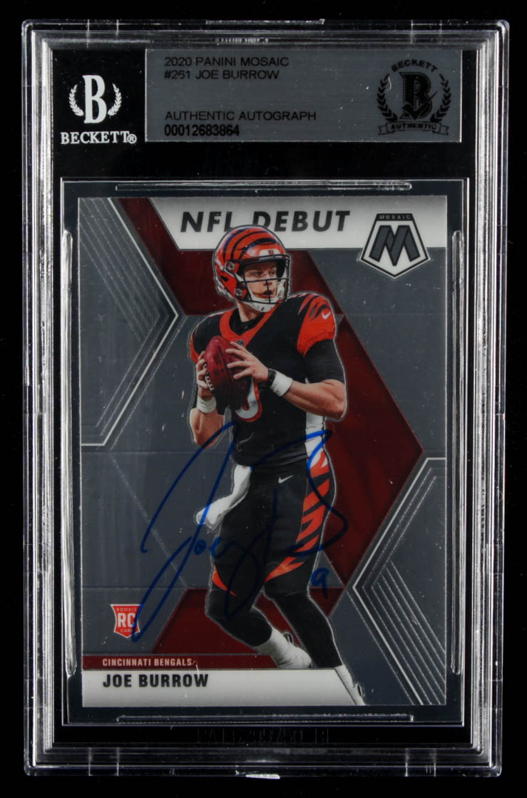Joe Burrow Signed 2020 Panini Mosaic #261 DEB (BGS Encapsulated) at PristineAuction.com Joe Burrow Signed 2020 Panini Mosaic #261 DEB (BGS Encapsulated) at PristineAuction.com