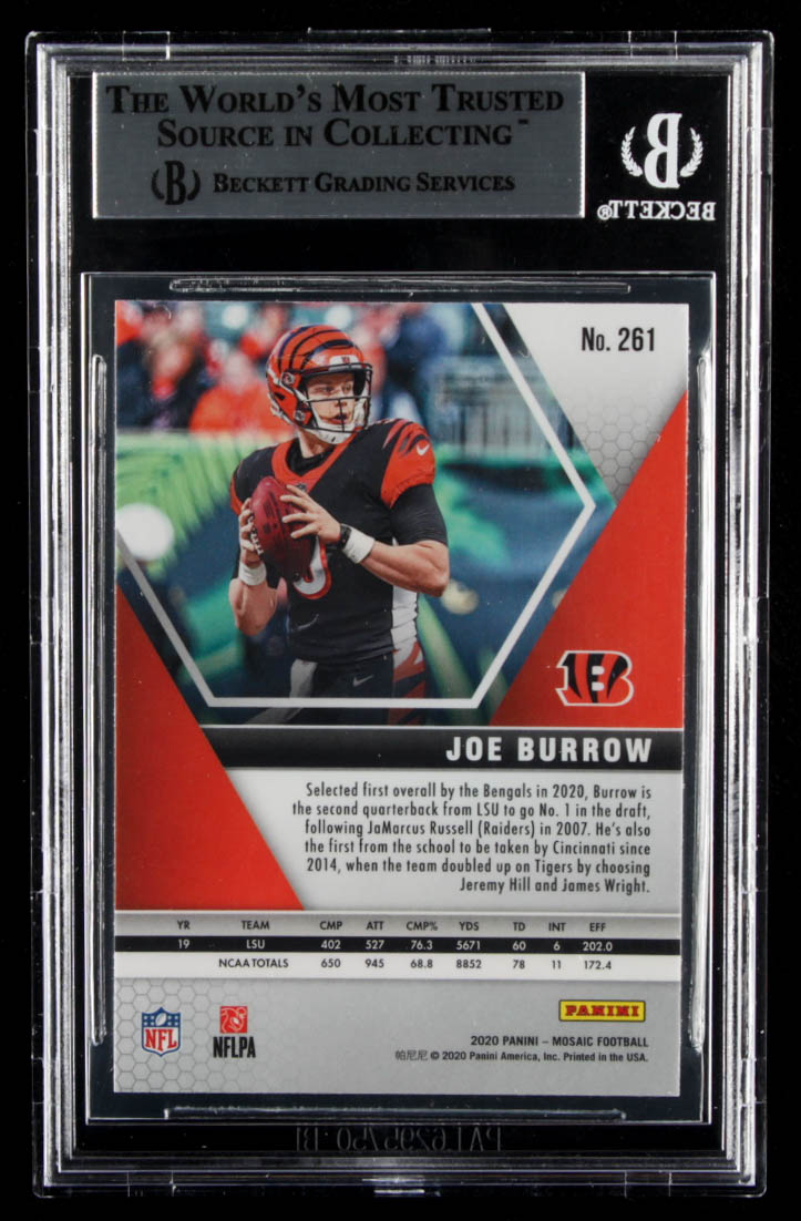 Joe Burrow Signed 2020 Panini Mosaic #261 DEB (BGS Encapsulated) at PristineAuction.com Joe Burrow Signed 2020 Panini Mosaic #261 DEB (BGS Encapsulated) at PristineAuction.com