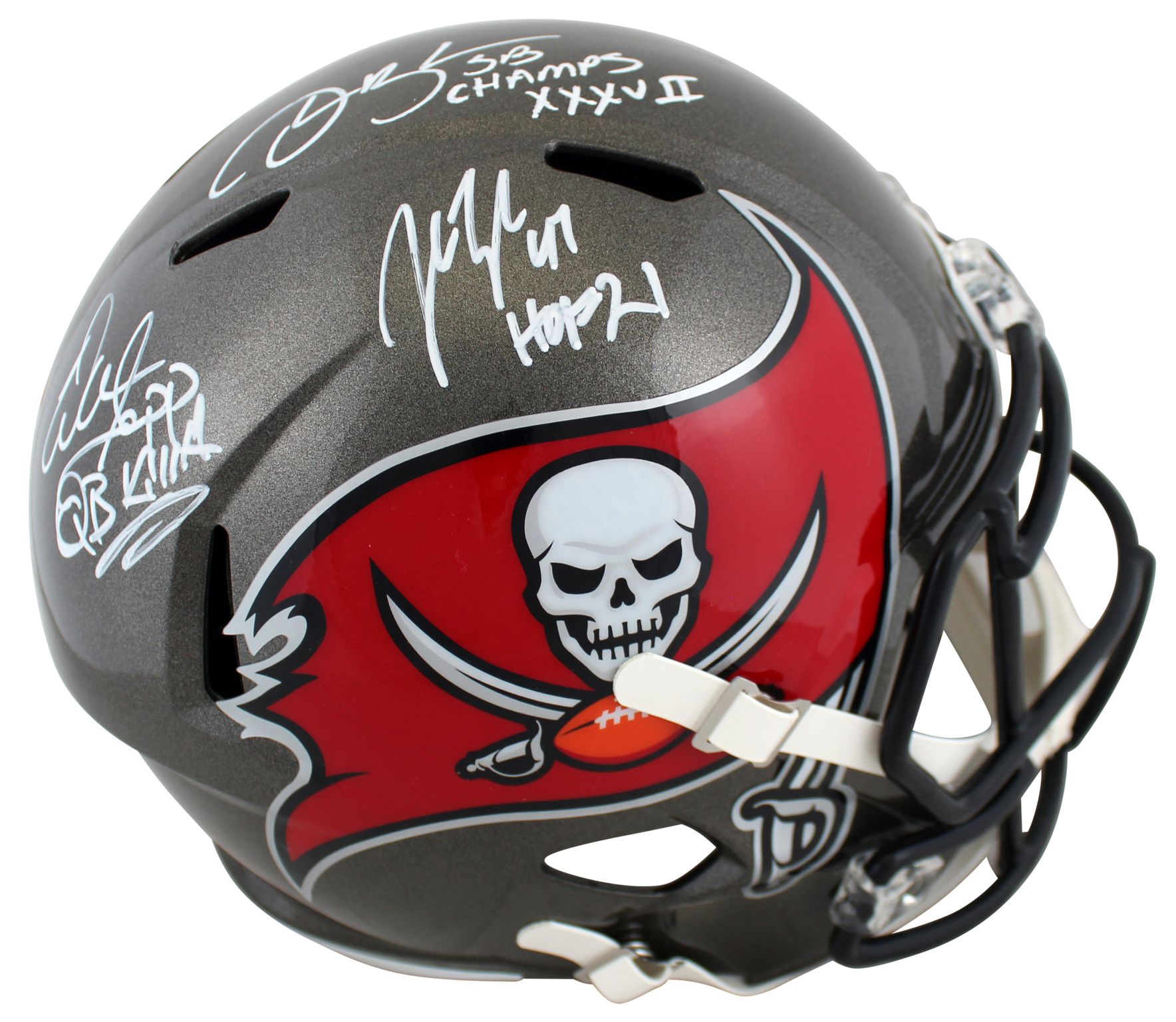 Warren Sapp, Derrick Brooks & John Lynch Signed Buccaneers Full-Size Speed Helmet with Multiple Inscriptions (Beckett) at PristineAuction.com Warren Sapp, Derrick Brooks & John Lynch Signed Buccaneers Full-Size Speed Helmet with Multiple Inscriptions (Beckett) at PristineAuction.com