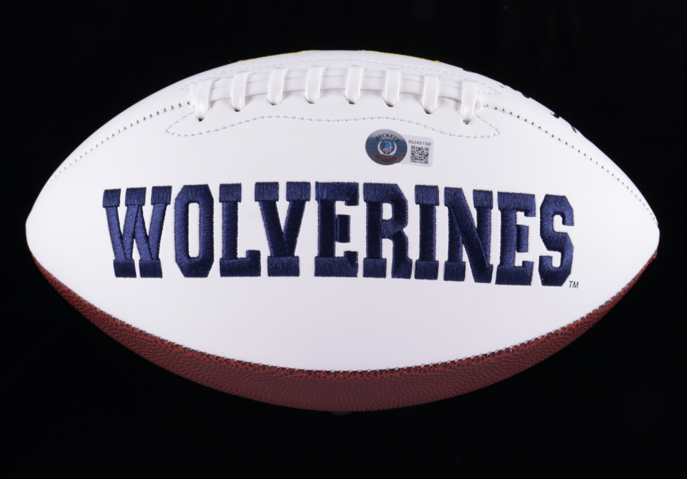 Nico Collins Signed Michigan Wolverines Logo Football Beckett Hologram 