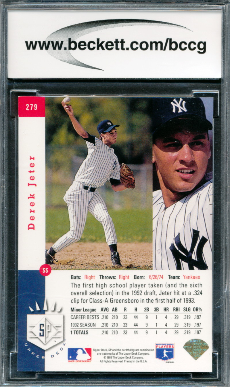 Derek Jeter 1993 SP #279 FOIL RC (BCCG 10) at PristineAuction.com Derek Jeter 1993 SP #279 FOIL RC (BCCG 10) at PristineAuction.com