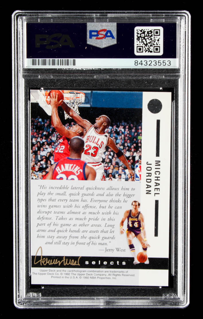 Jerry West Signed 1992-93 Upper Deck Michael Jordan Selects #JW4 (PSA Encapsulated) at PristineAuction.com Jerry West Signed 1992-93 Upper Deck Michael Jordan Selects #JW4 (PSA Encapsulated) at PristineAuction.com