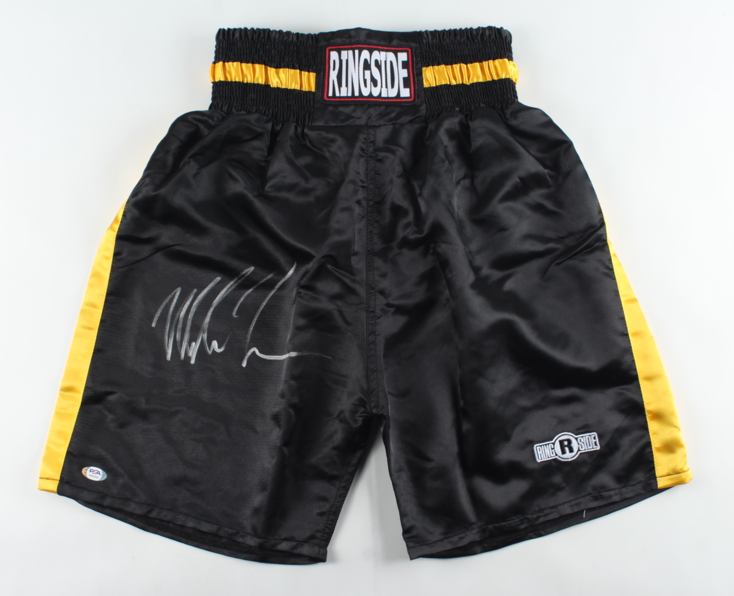 Mike Tyson Signed Ringside Boxing Trunks (PSA COA) at PristineAuction.com Mike Tyson Signed Ringside Boxing Trunks (PSA COA) at PristineAuction.com