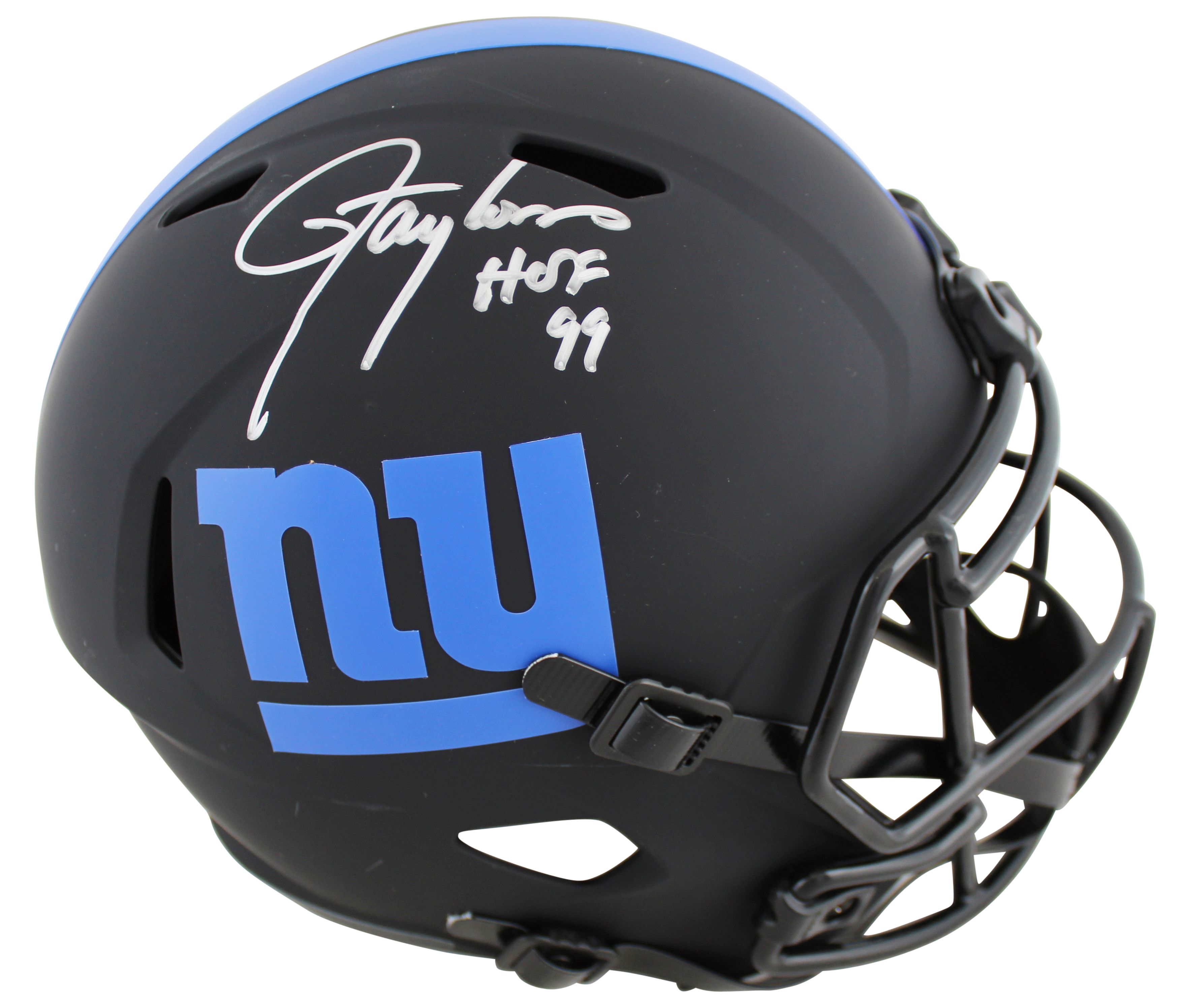 Lawrence Taylor Signed Giants Full-Size Eclipse Alternate Speed Helmet Inscribed "HOF 99" (Beckett) at PristineAuction.com Lawrence Taylor Signed Giants Full-Size Eclipse Alternate Speed Helmet Inscribed "HOF 99" (Beckett) at PristineAuction.com