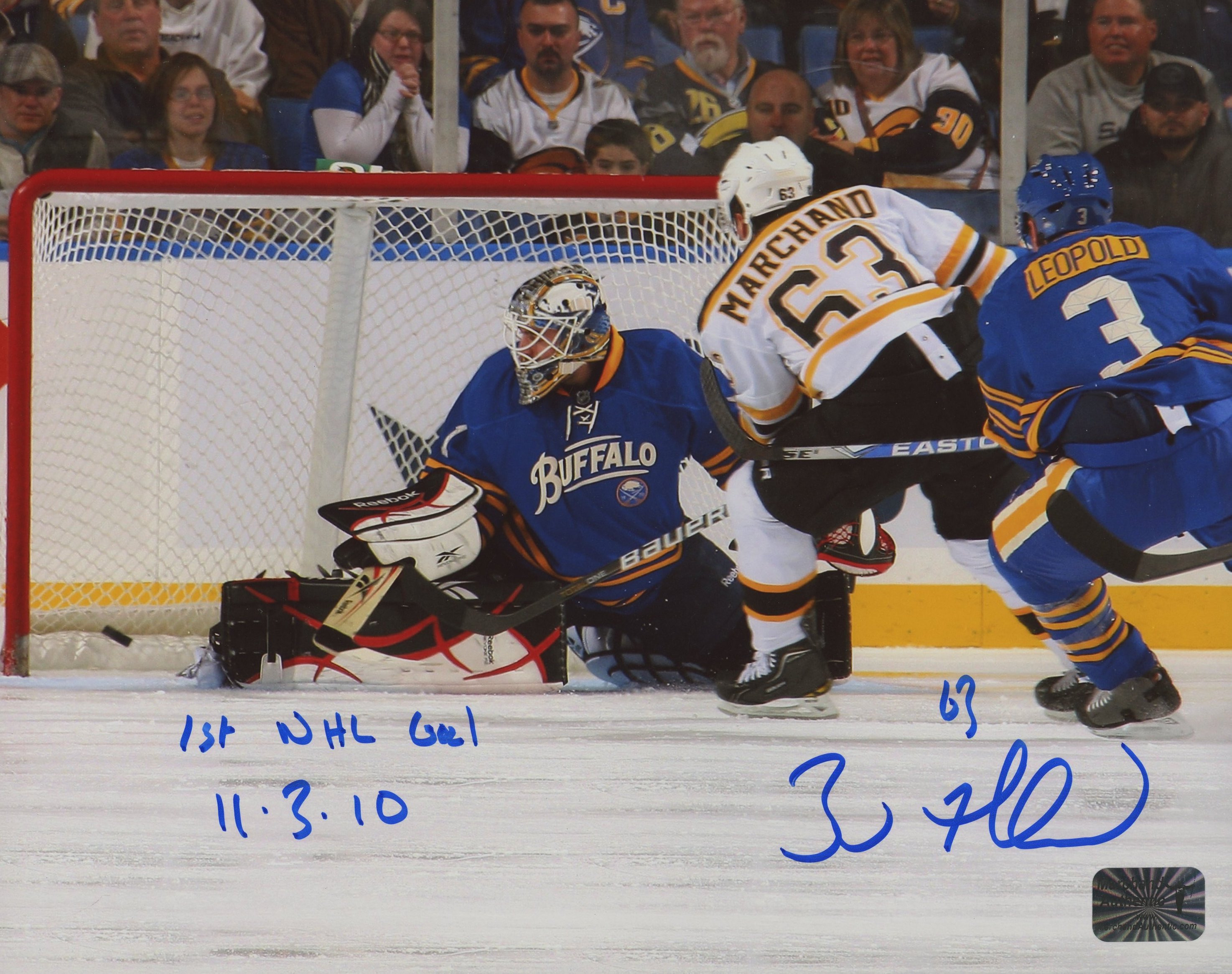 Brad Marchand Signed Bruins 8x10 Photo Inscribed "1st NHL Goal 11-3-10" (Marchand COA) at PristineAuction.com Brad Marchand Signed Bruins 8x10 Photo Inscribed "1st NHL Goal 11-3-10" (Marchand COA) at PristineAuction.com