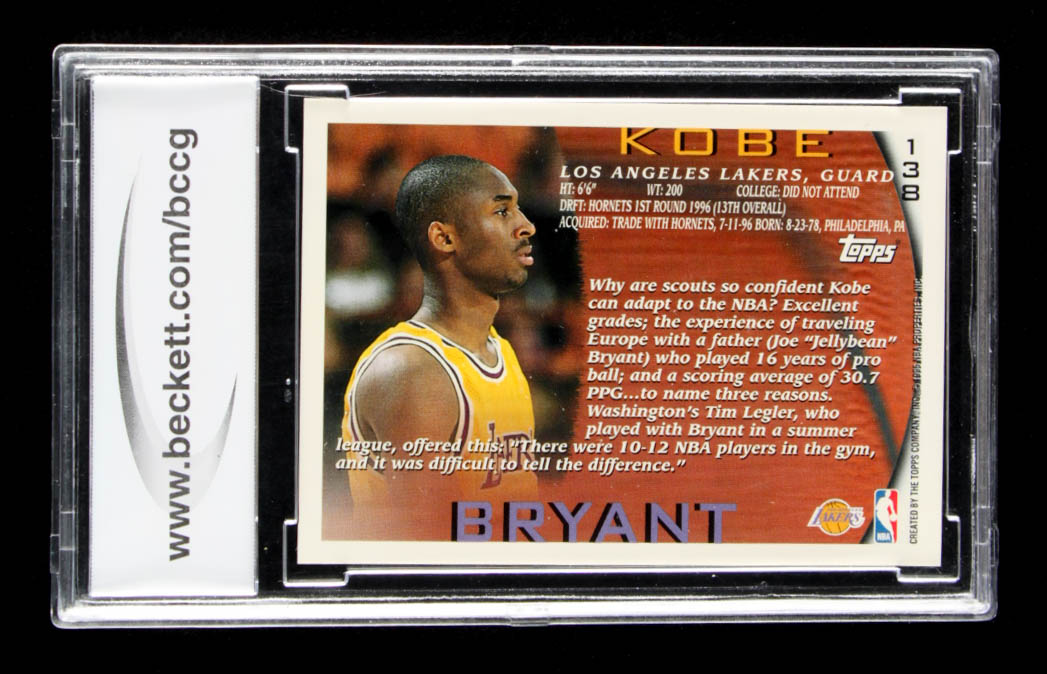 Kobe Bryant 1996-97 Topps #138 RC (BCCG 10) at PristineAuction.com Kobe Bryant 1996-97 Topps #138 RC (BCCG 10) at PristineAuction.com