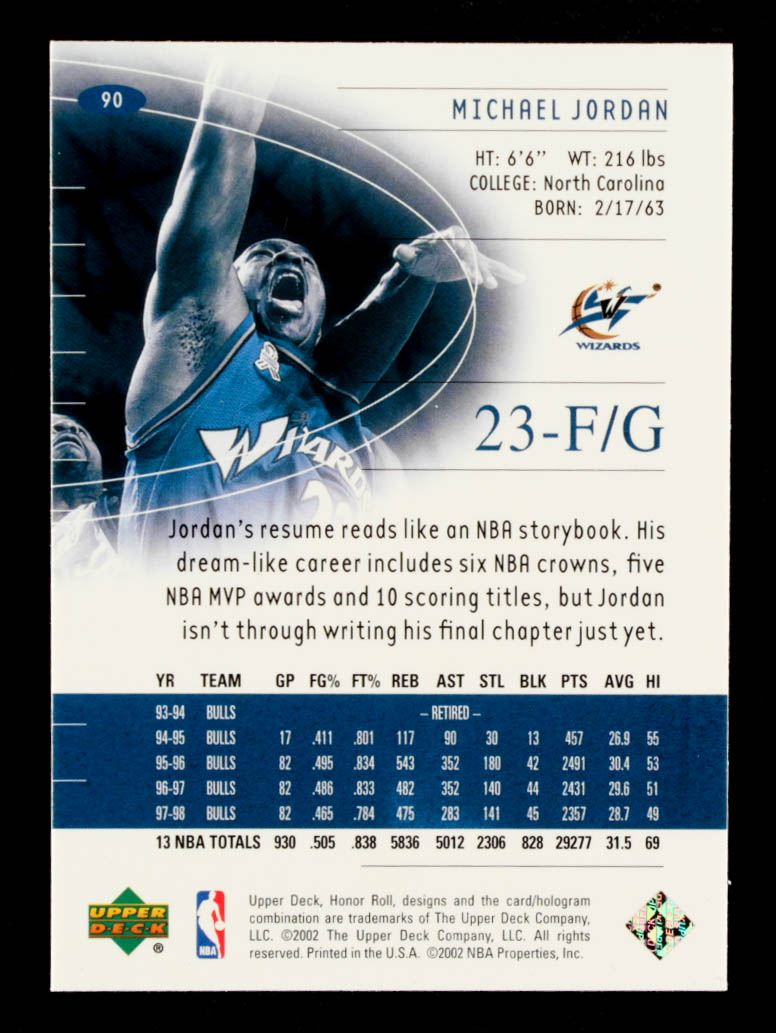 Michael Jordan 2002-03 Upper Deck Honor Roll #90 at PristineAuction.com Michael Jordan 2002-03 Upper Deck Honor Roll #90 at PristineAuction.com
