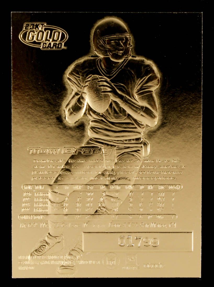 Tom Brady 2000 Fleer Ultra 23Kt Gold Card #01799 at PristineAuction.com Tom Brady 2000 Fleer Ultra 23Kt Gold Card #01799 at PristineAuction.com