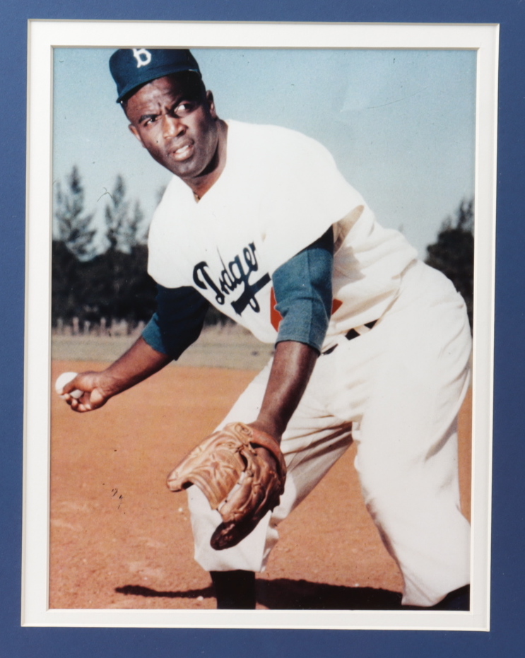 Jackie Robinson 32x36 Custom Framed Jersey Display with 50th Anniversary Pin at PristineAuction.com Jackie Robinson 32x36 Custom Framed Jersey Display with 50th Anniversary Pin at PristineAuction.com