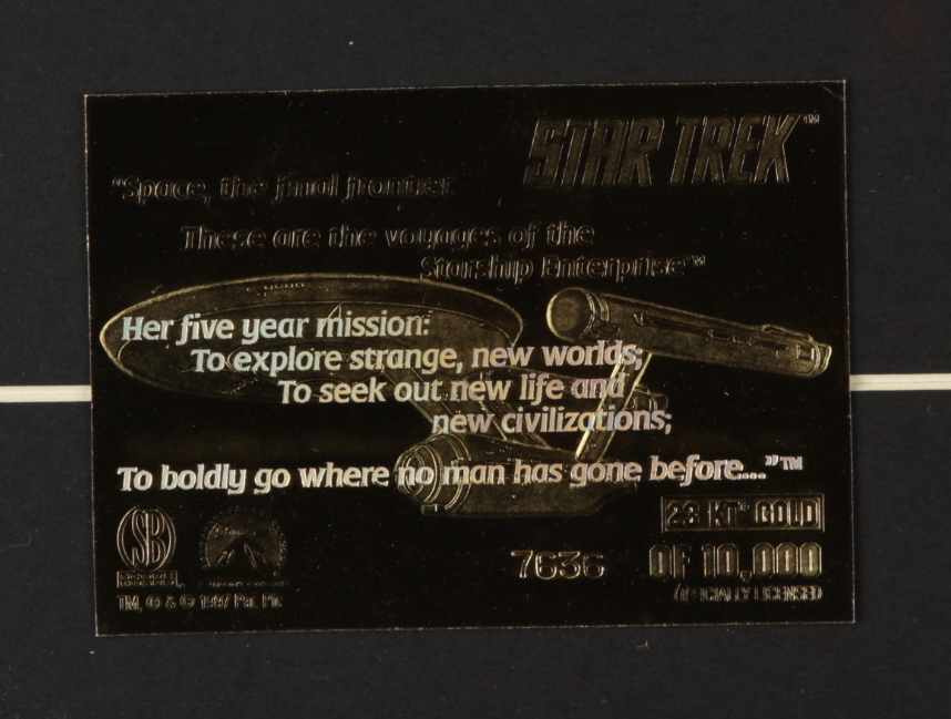 William Shatner Signed "Star Trek: The Original Series" 15x21 Custom Framed Display with Vintage Star Trek Prop Replica Taser & 23KT Gold Star Trek Card (JSA COA) at PristineAuction.com William Shatner Signed "Star Trek: The Original Series" 15x21 Custom Framed Display with Vintage Star Trek Prop Replica Taser & 23KT Gold Star Trek Card (JSA COA) at PristineAuction.com