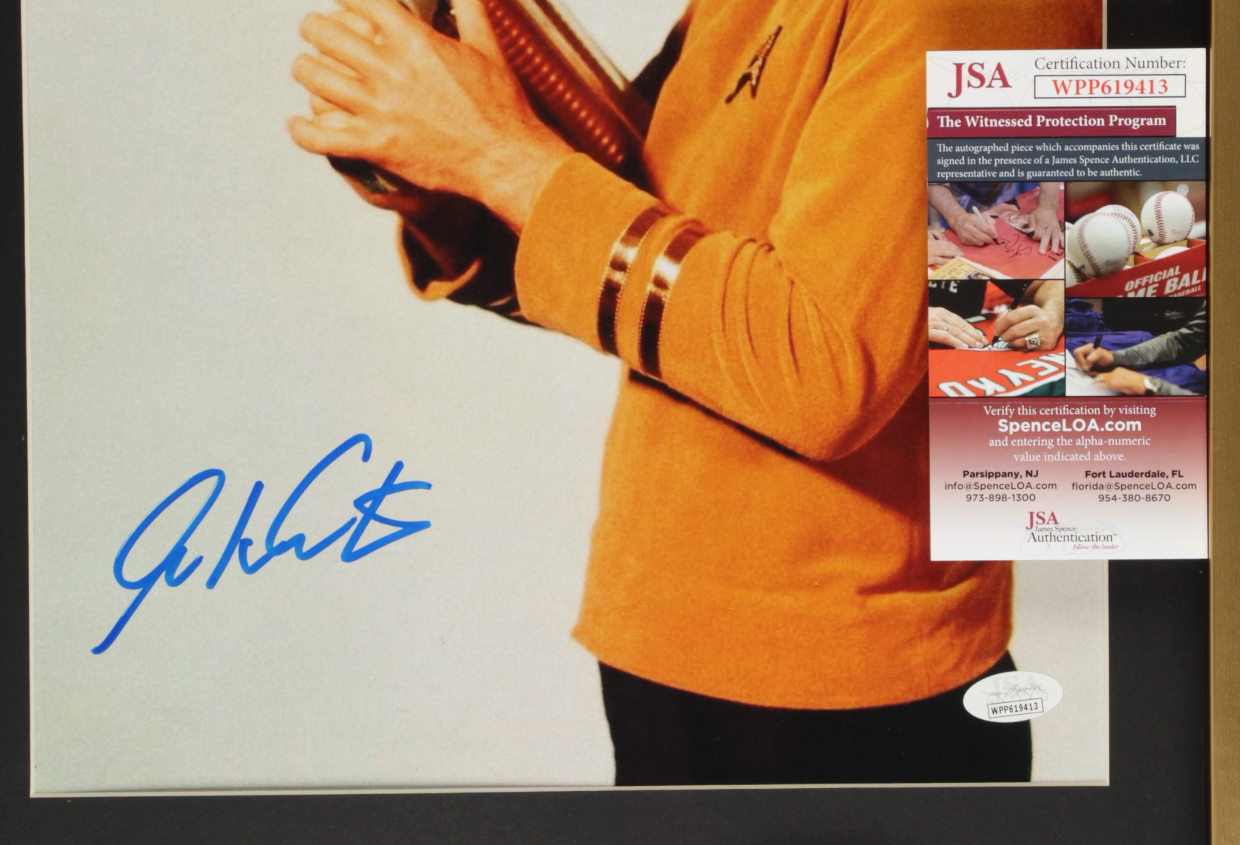 William Shatner Signed "Star Trek: The Original Series" 15x21 Custom Framed Display with Vintage Star Trek Prop Replica Taser & 23KT Gold Star Trek Card (JSA COA) at PristineAuction.com William Shatner Signed "Star Trek: The Original Series" 15x21 Custom Framed Display with Vintage Star Trek Prop Replica Taser & 23KT Gold Star Trek Card (JSA COA) at PristineAuction.com