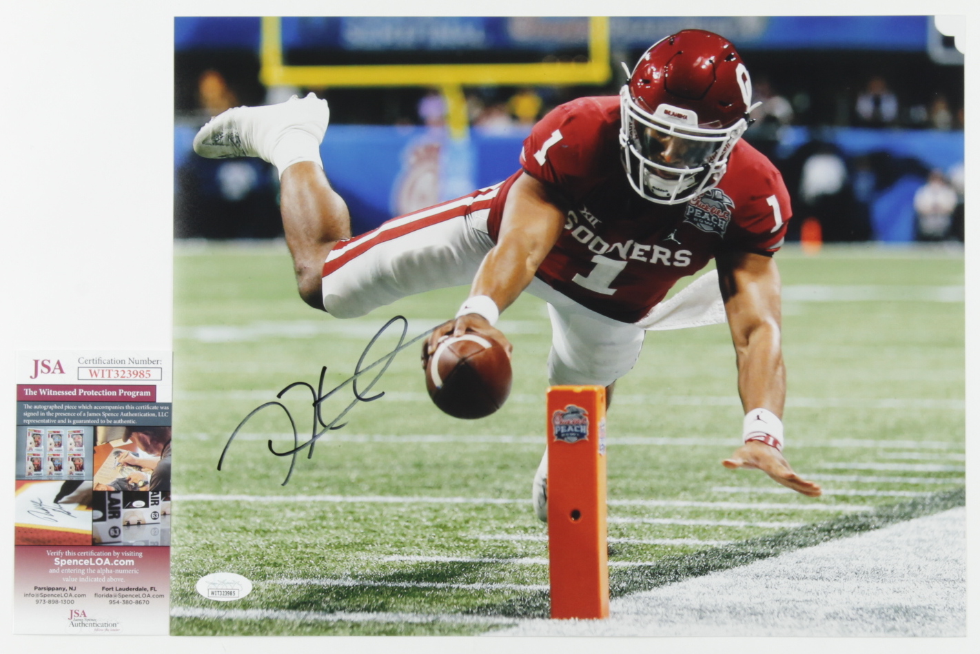 Jalen Hurts Signed Oklahoma Sooners 11x14 Photo (JSA COA) at PristineAuction.com Jalen Hurts Signed Oklahoma Sooners 11x14 Photo (JSA COA) at PristineAuction.com